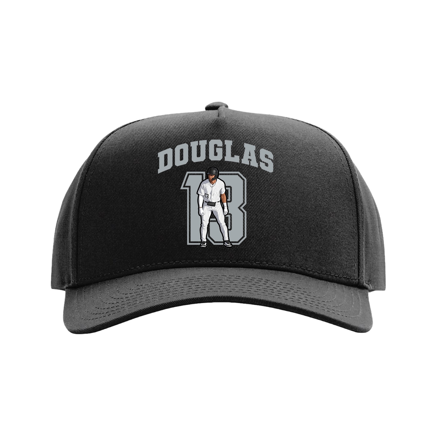 Full Fabric Five-Panel Champ Cap — Number in Black