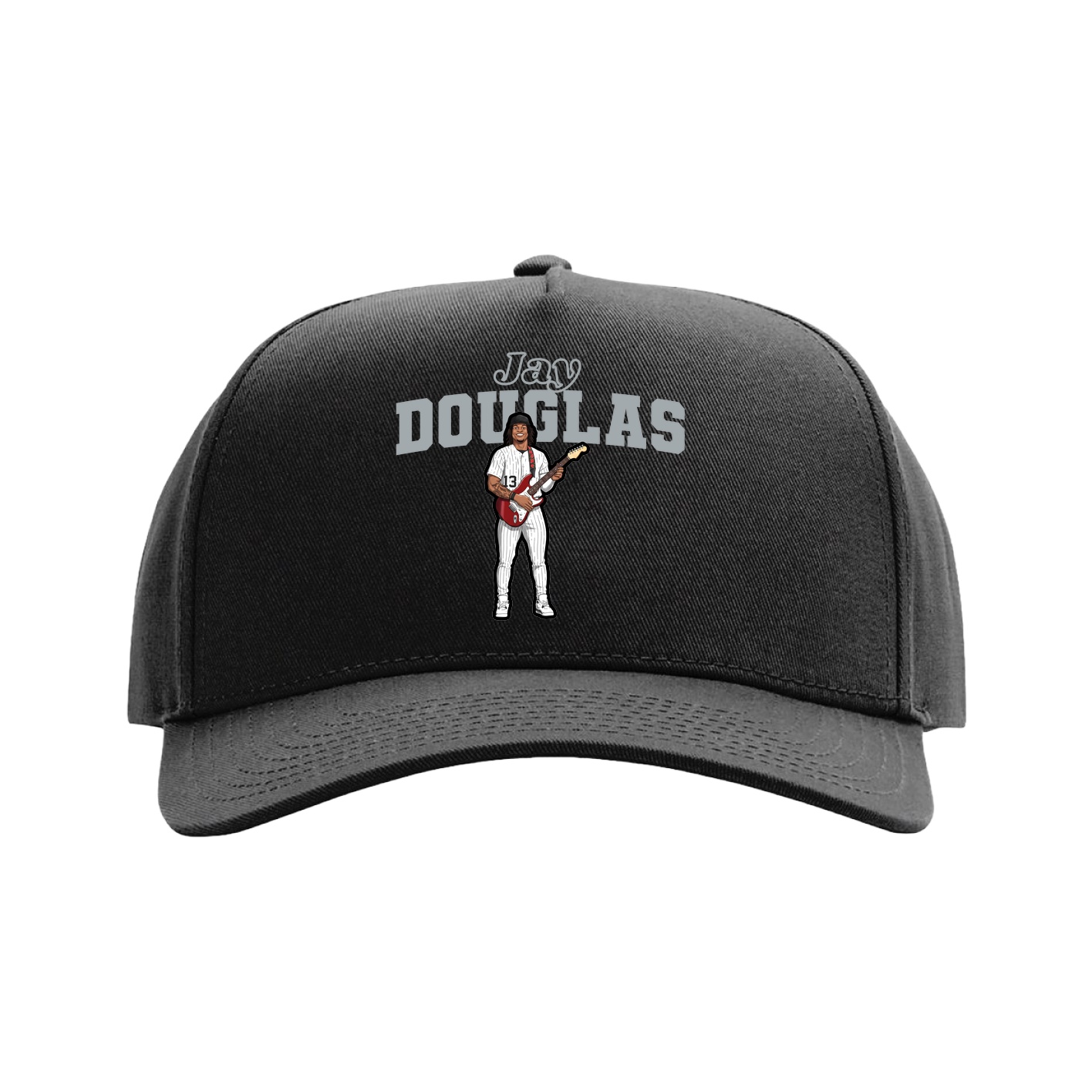 Full Fabric Five-Panel Champ Cap — Name Arch in Black