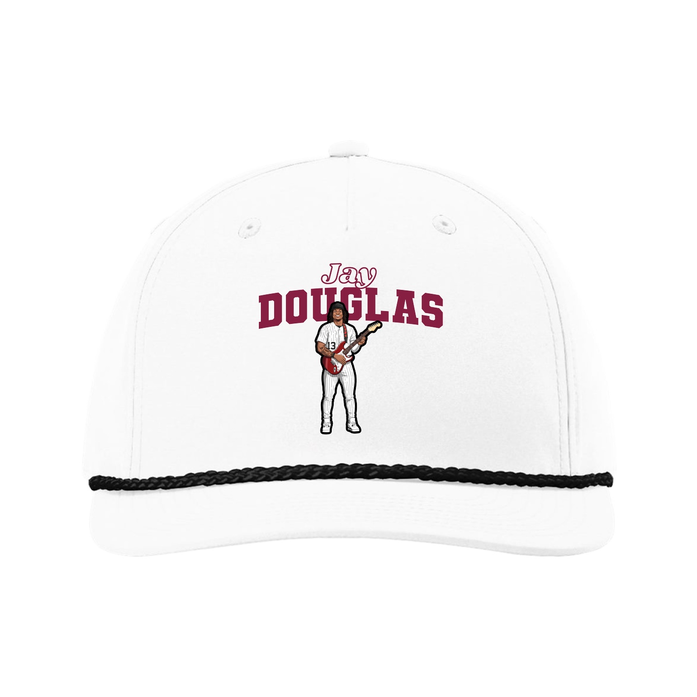 Five-Panel Classic Rope Cap — Name Arch in White