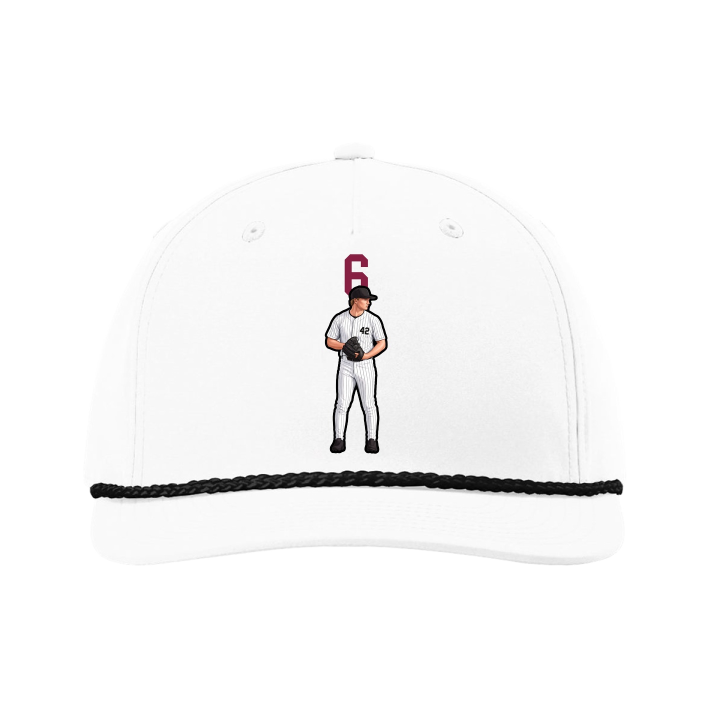 Five-Panel Classic Rope Cap — Number Top in White