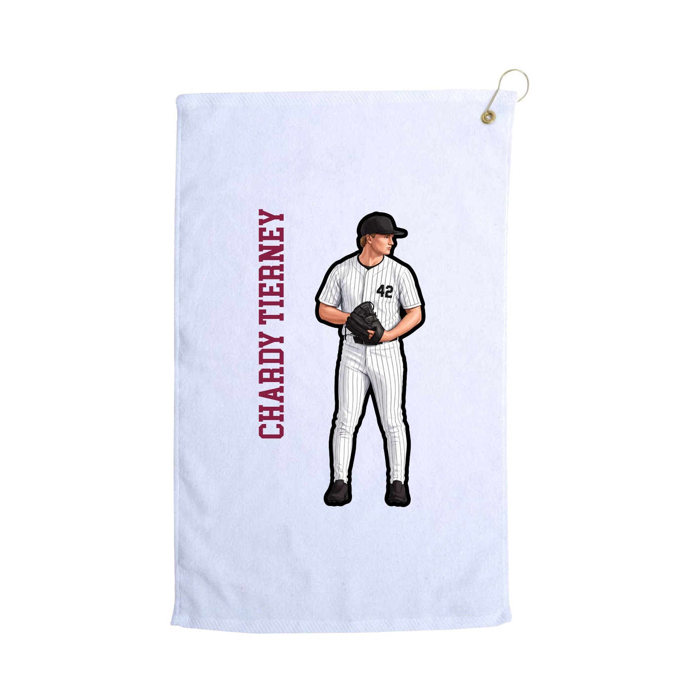 Golf Towel — Name Vertical in White