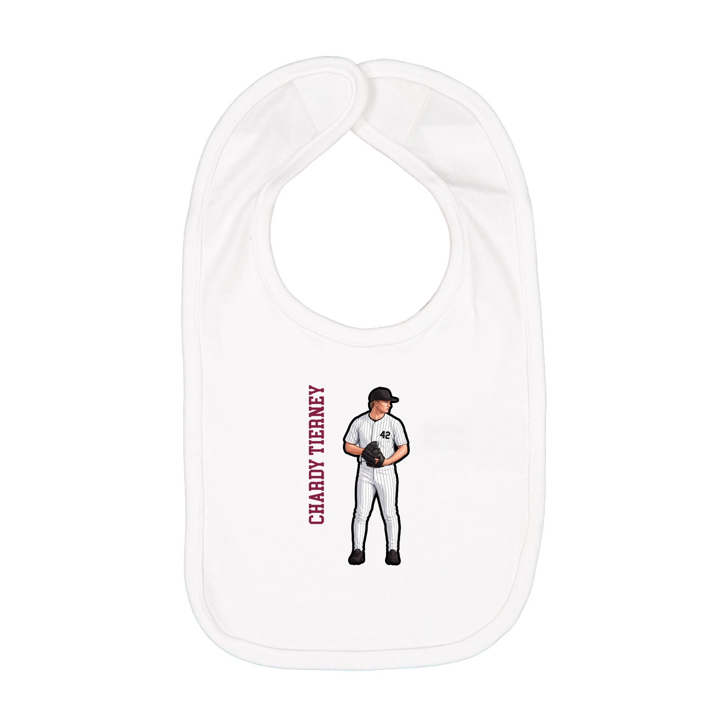 Infant Bib — Name Vertical in White