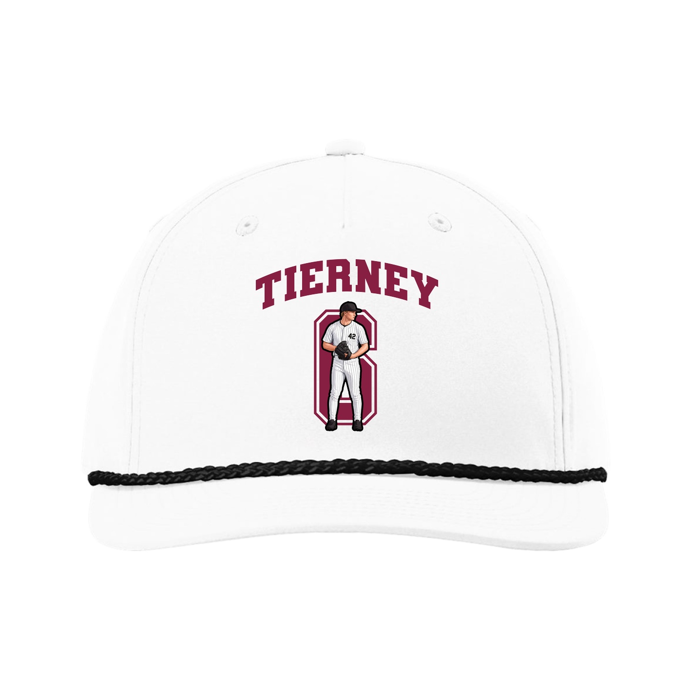 Five-Panel Classic Rope Cap — Number in White