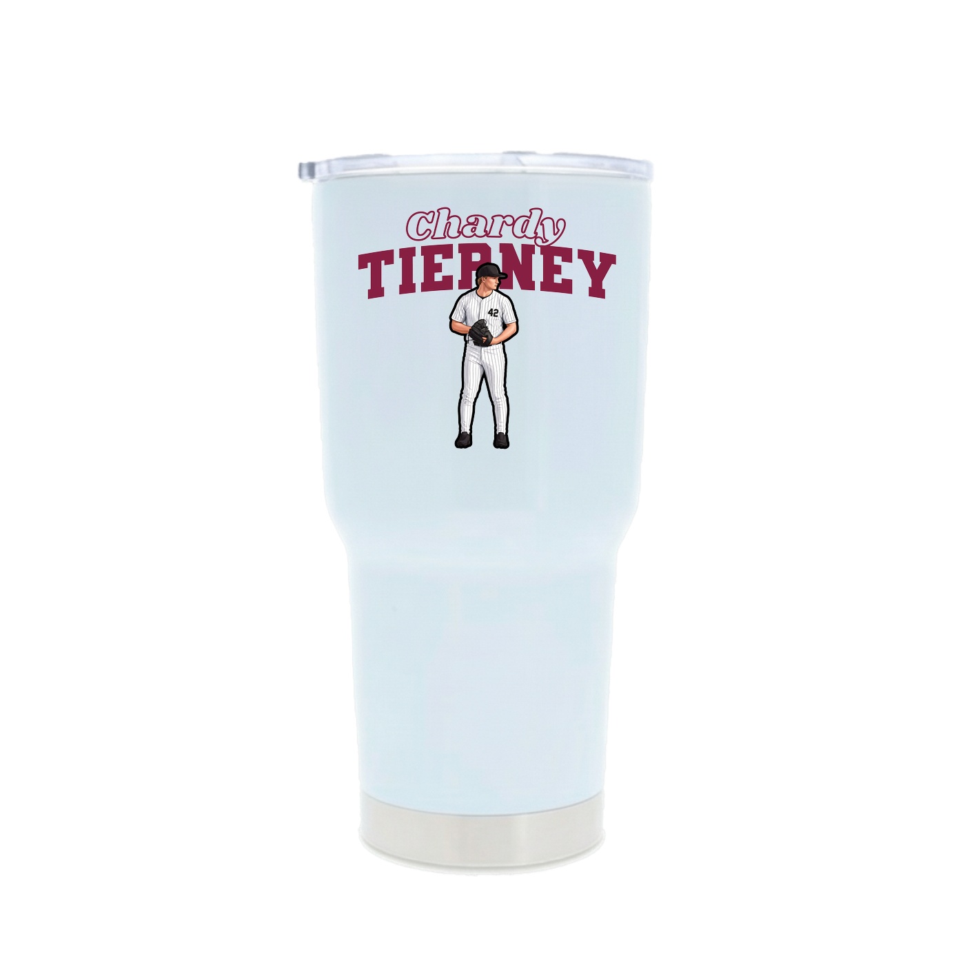 30oz Stainless Steel Tumbler — Name Arch in White