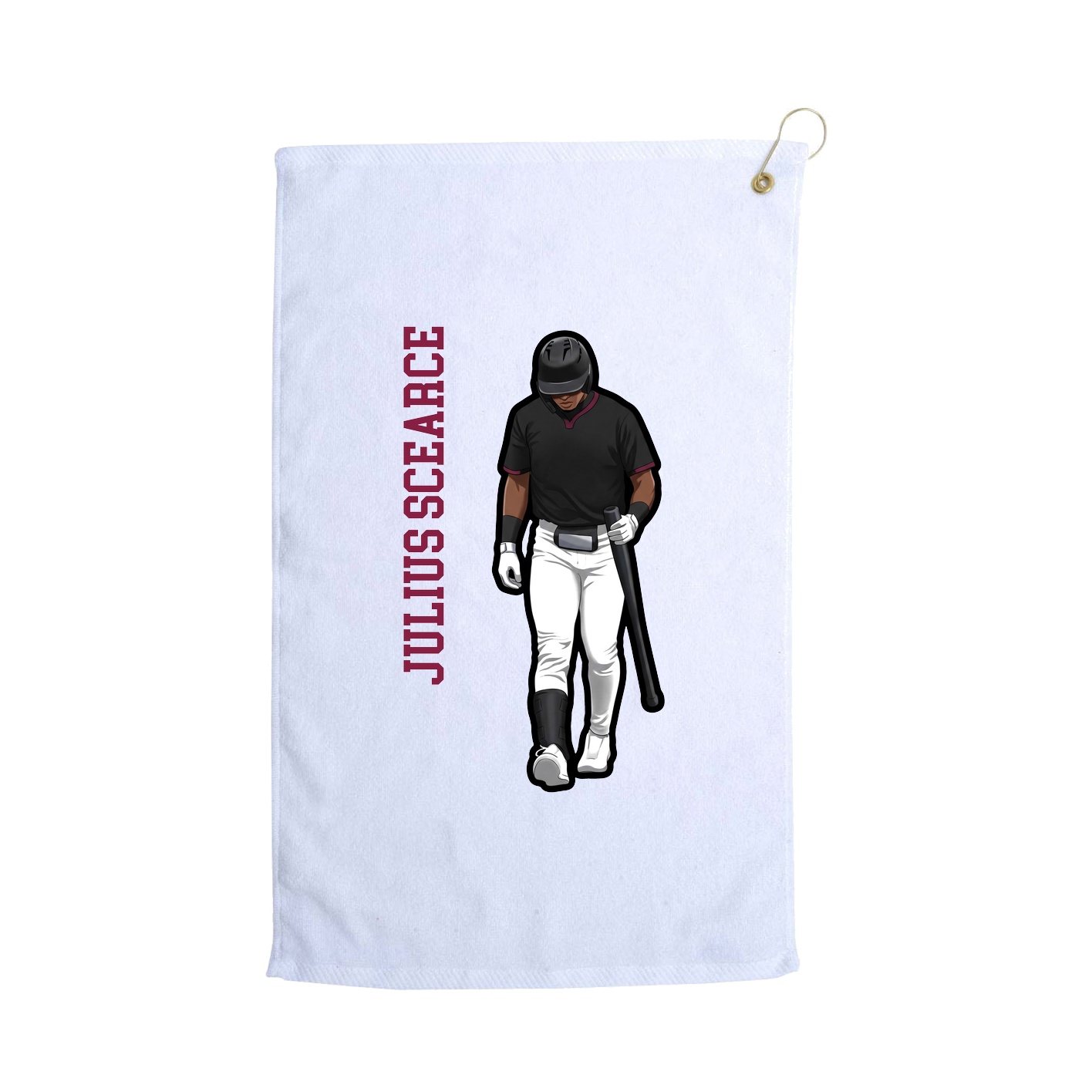 Golf Towel — Name Vertical in White