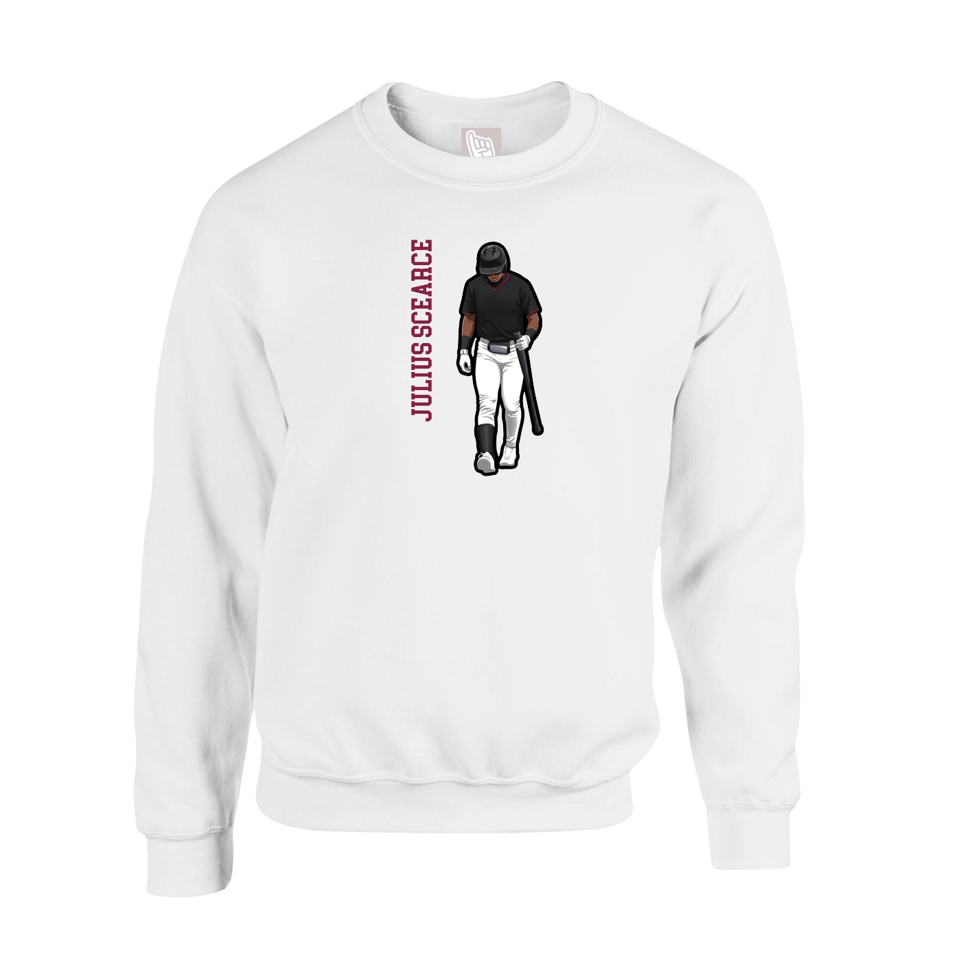 Fleece Crew — Name Vertical in White