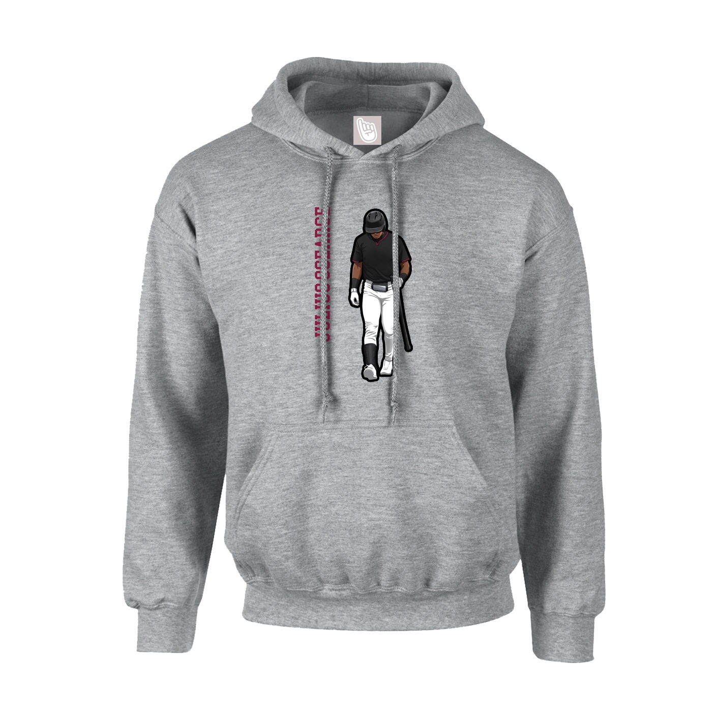Youth Hoodie — Name Vertical in Grey