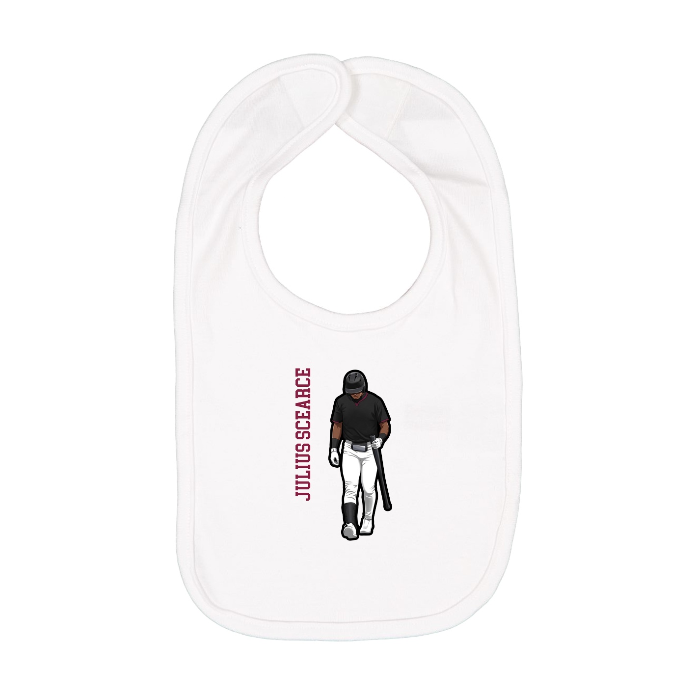 Infant Bib — Name Vertical in White