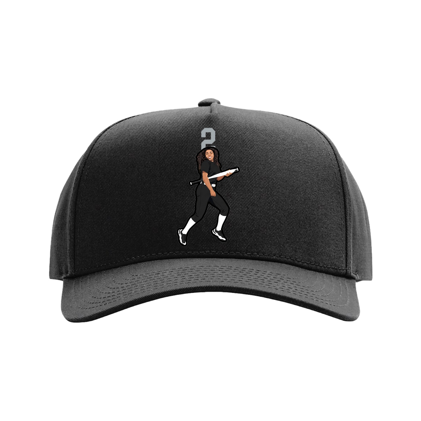 Full Fabric Five-Panel Champ Cap — Number Top in Black