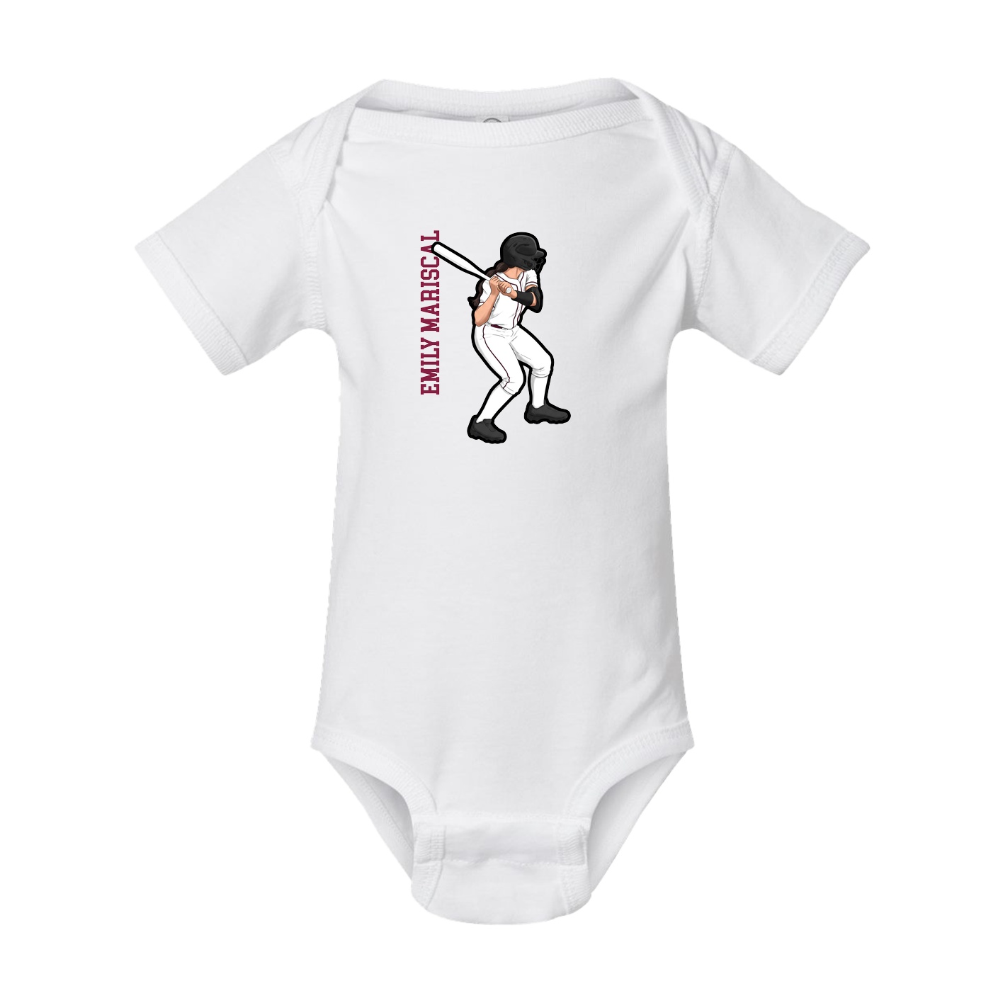 Baby Onesie — Name Vertical in White