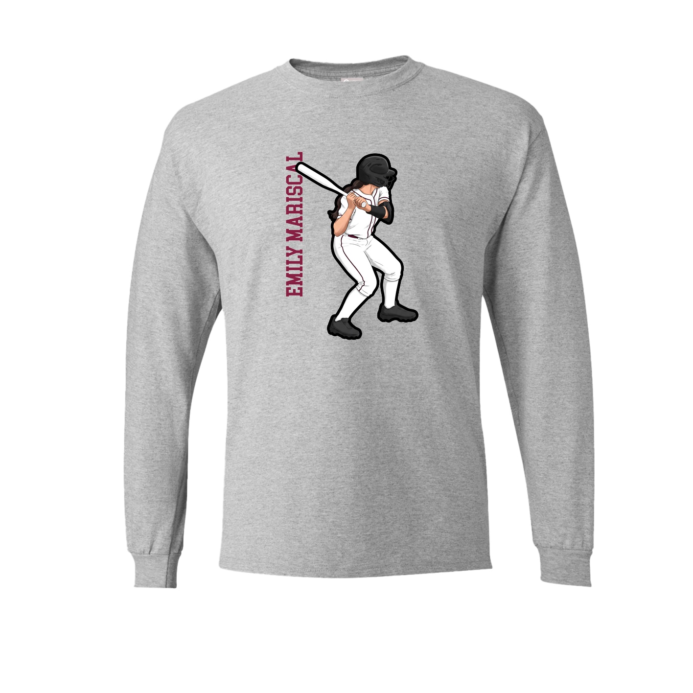 Long Sleeve Tee — Name Vertical in Grey