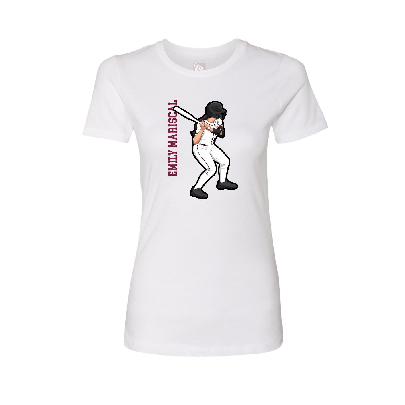 Fitted Women's Tee — Name Vertical in White