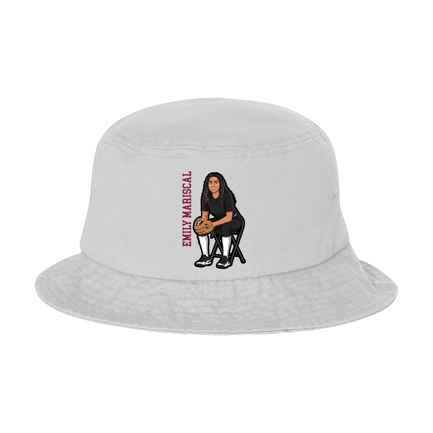 Bucket Cap — Name Vertical in White