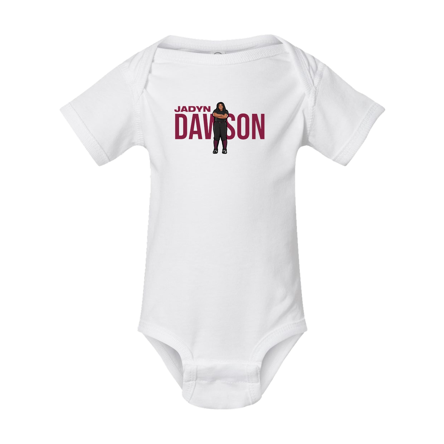 Baby Onesie — Player Name in White