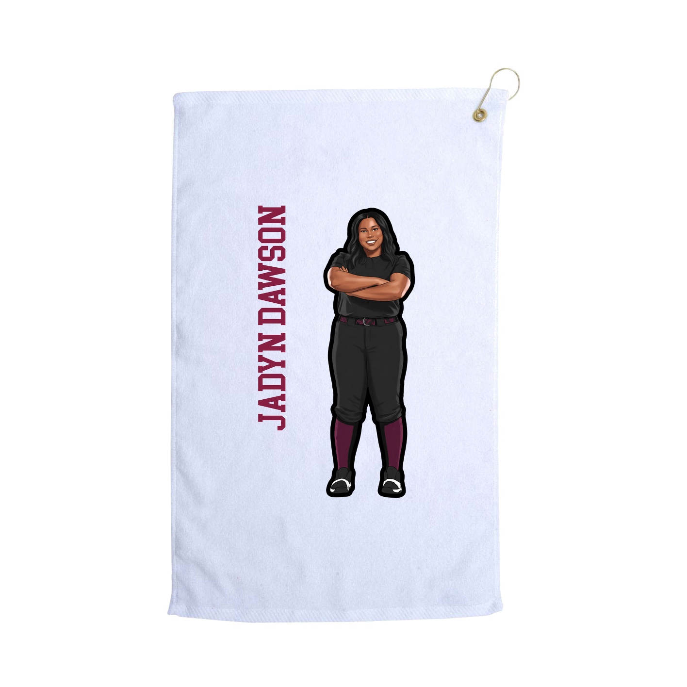 Golf Towel — Name Vertical in White