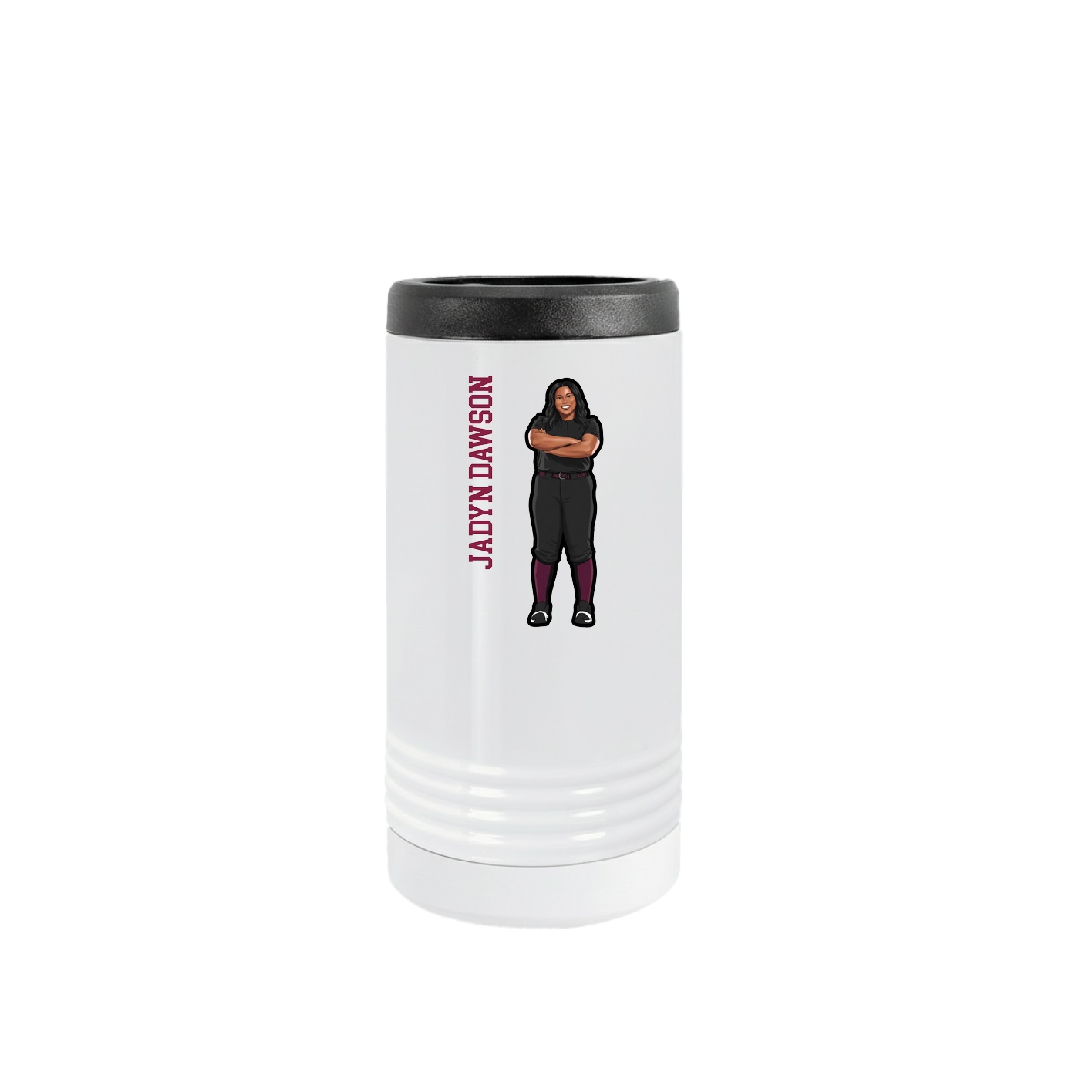 Slim Beverage Holder — Name Vertical in White