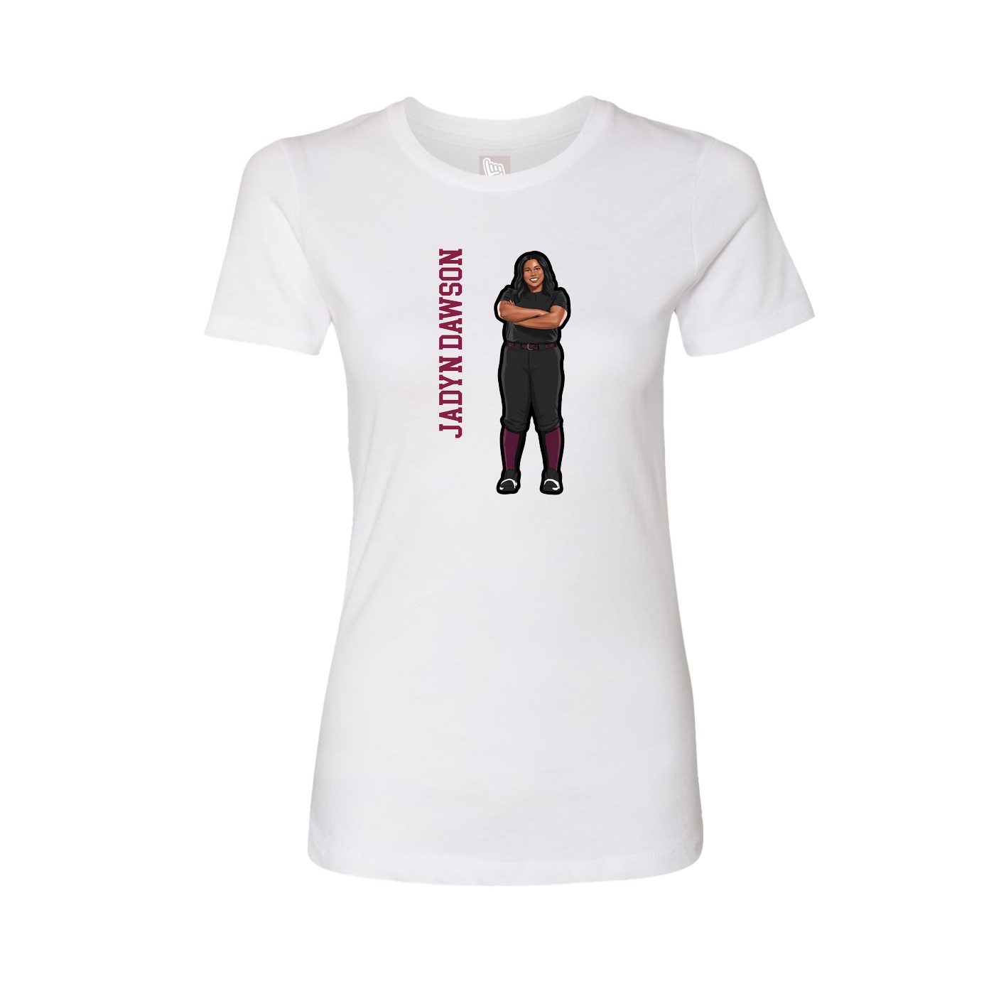 Fitted Women's Tee — Name Vertical in White