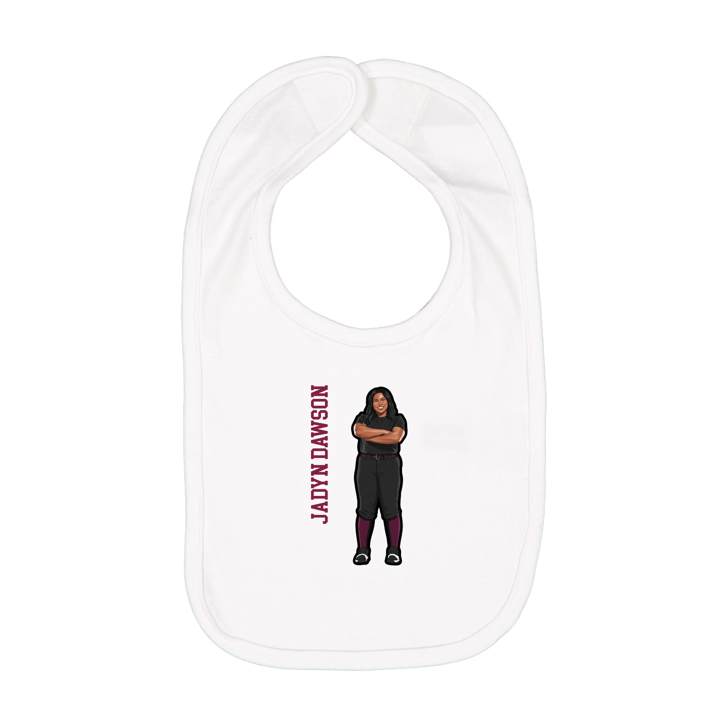 Infant Bib — Name Vertical in White