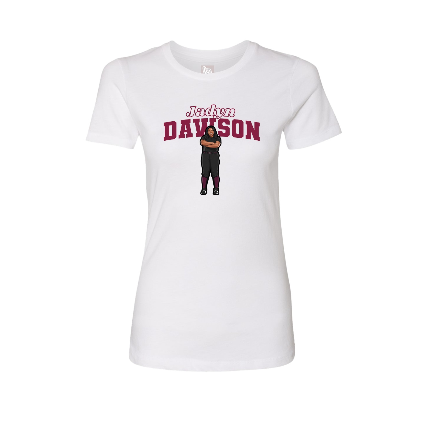 Fitted Women's Tee — Name Arch in White