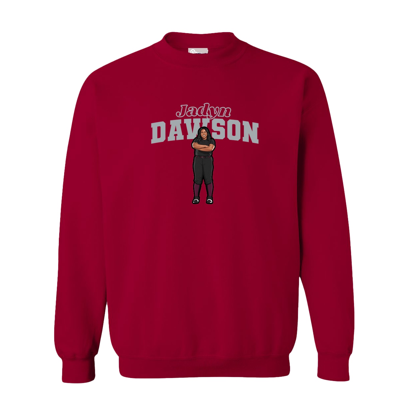 Fleece Crew — Name Arch in Cardinal
