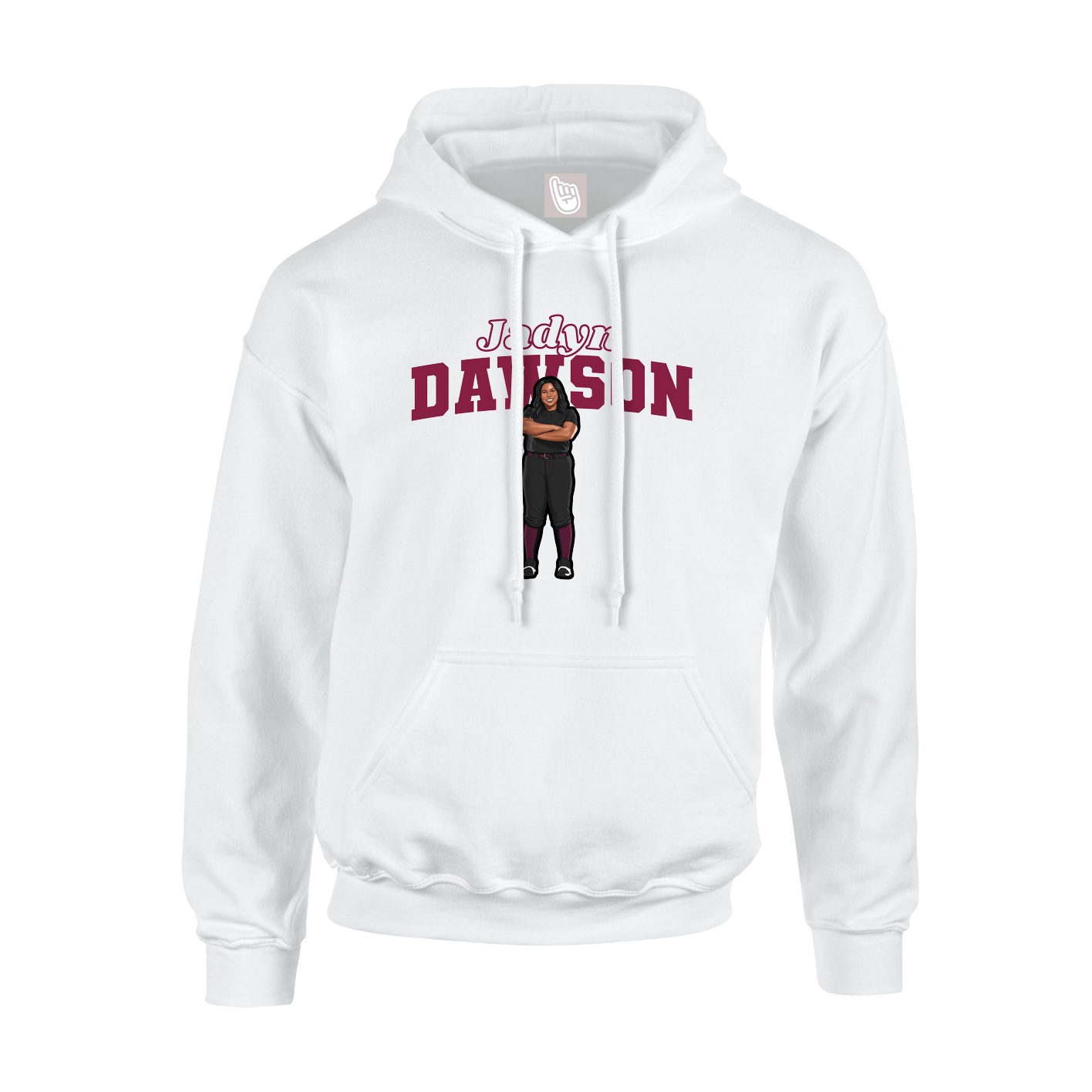 Youth Hoodie — Name Arch in White