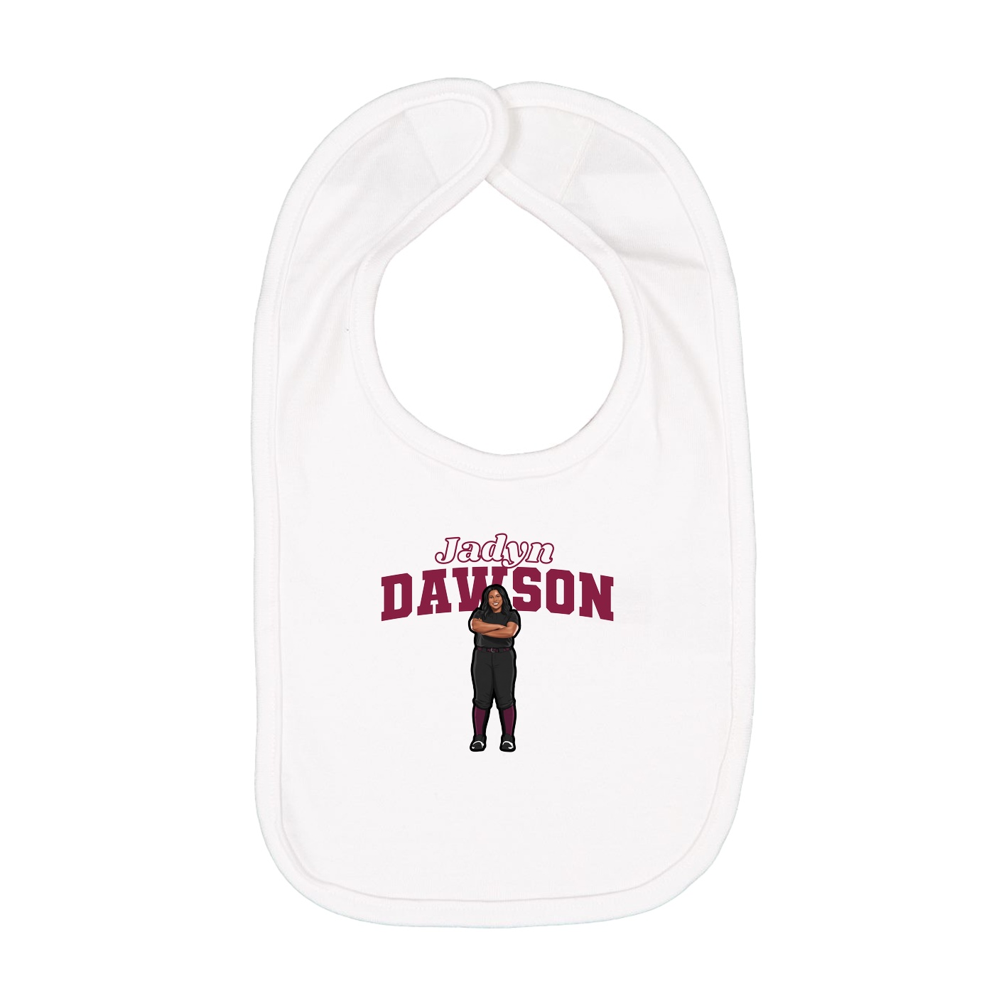 Infant Bib — Name Arch in White