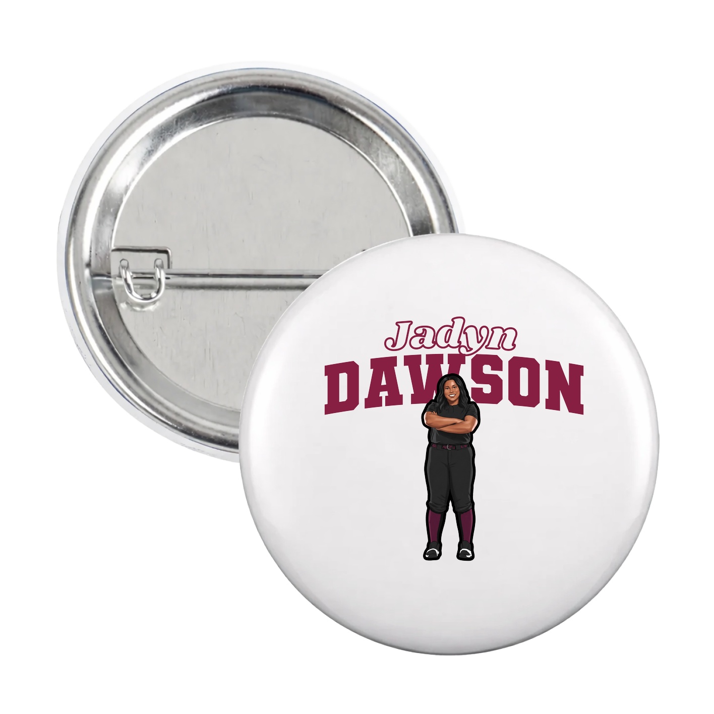 Game Day Button — Name Arch in White