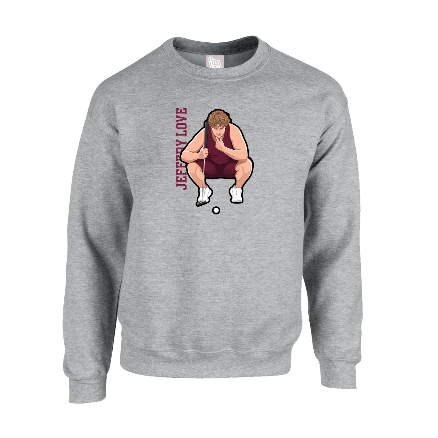 Fleece Crew — Name Vertical in Grey