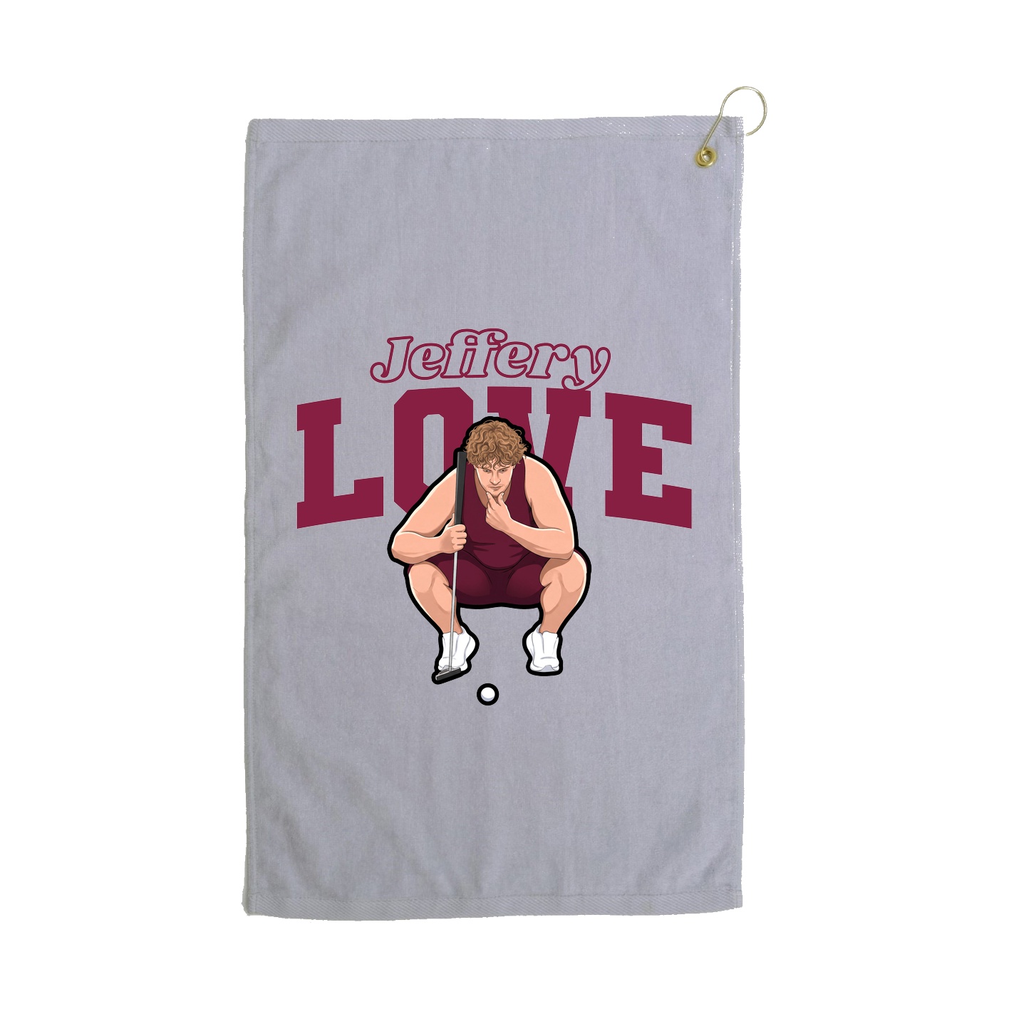 Golf Towel — Name Arch in Grey