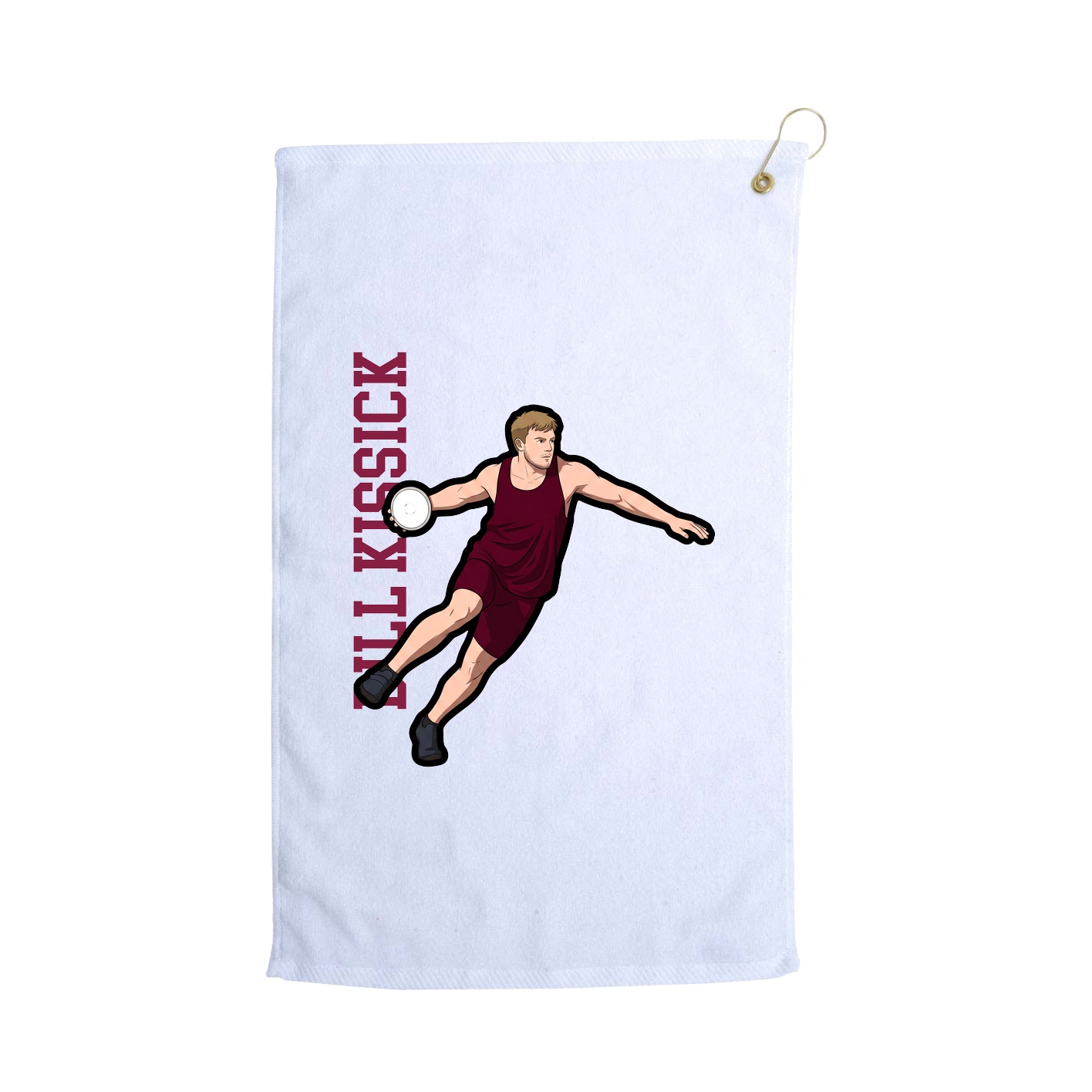 Golf Towel — Name Vertical in White