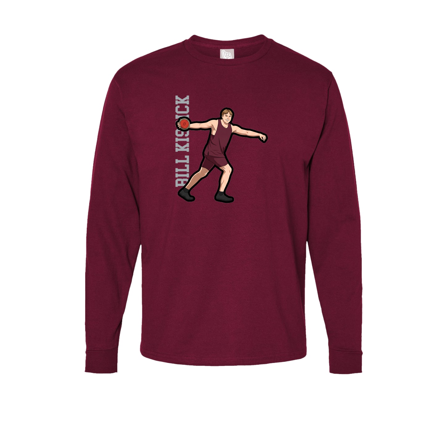 Long Sleeve Tee — Name Vertical in Cardinal