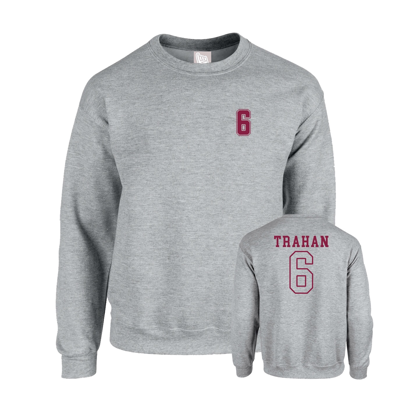 Fleece Crew — Chest Back in Grey