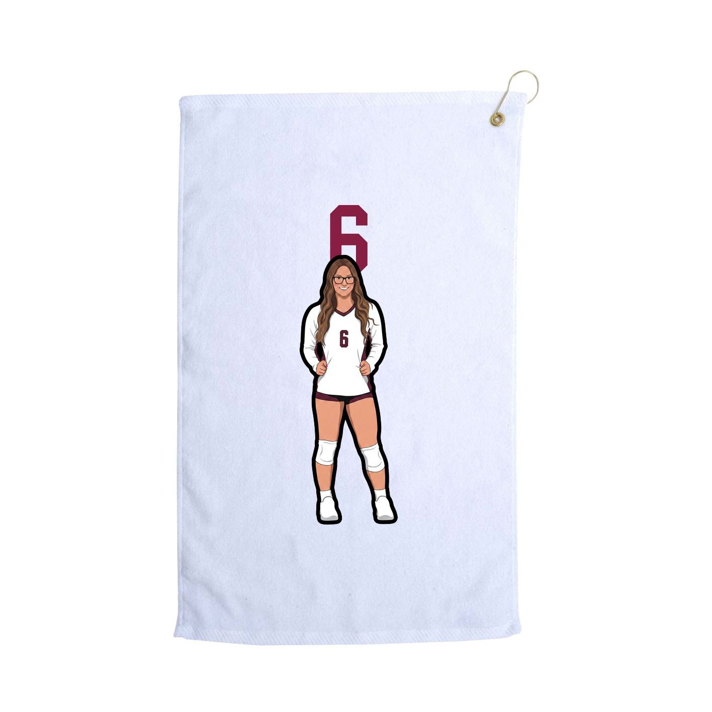 Golf Towel — Number Top in White