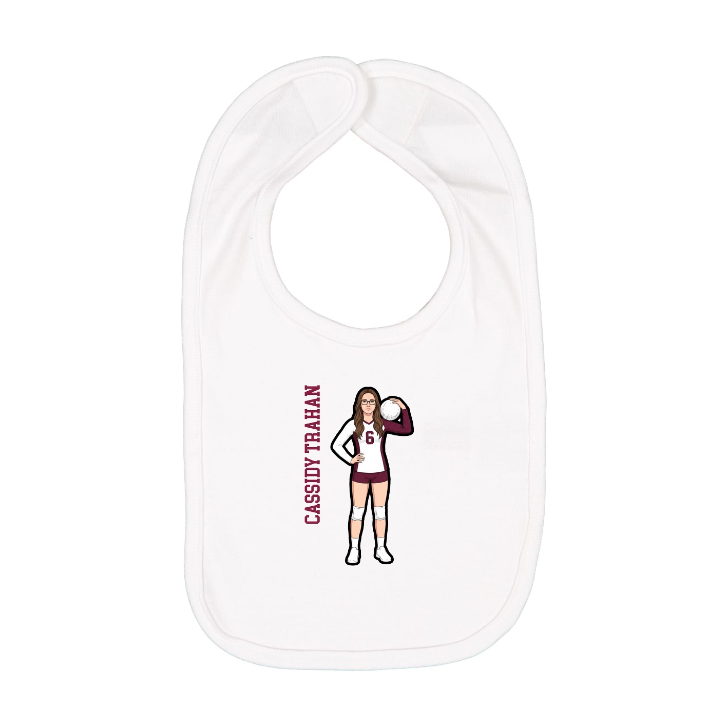 Infant Bib — Name Vertical in White