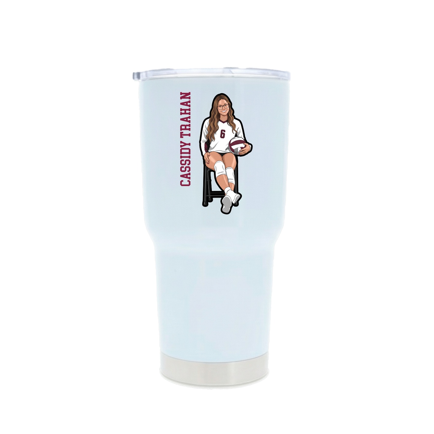 30oz Stainless Steel Tumbler — Name Vertical in White