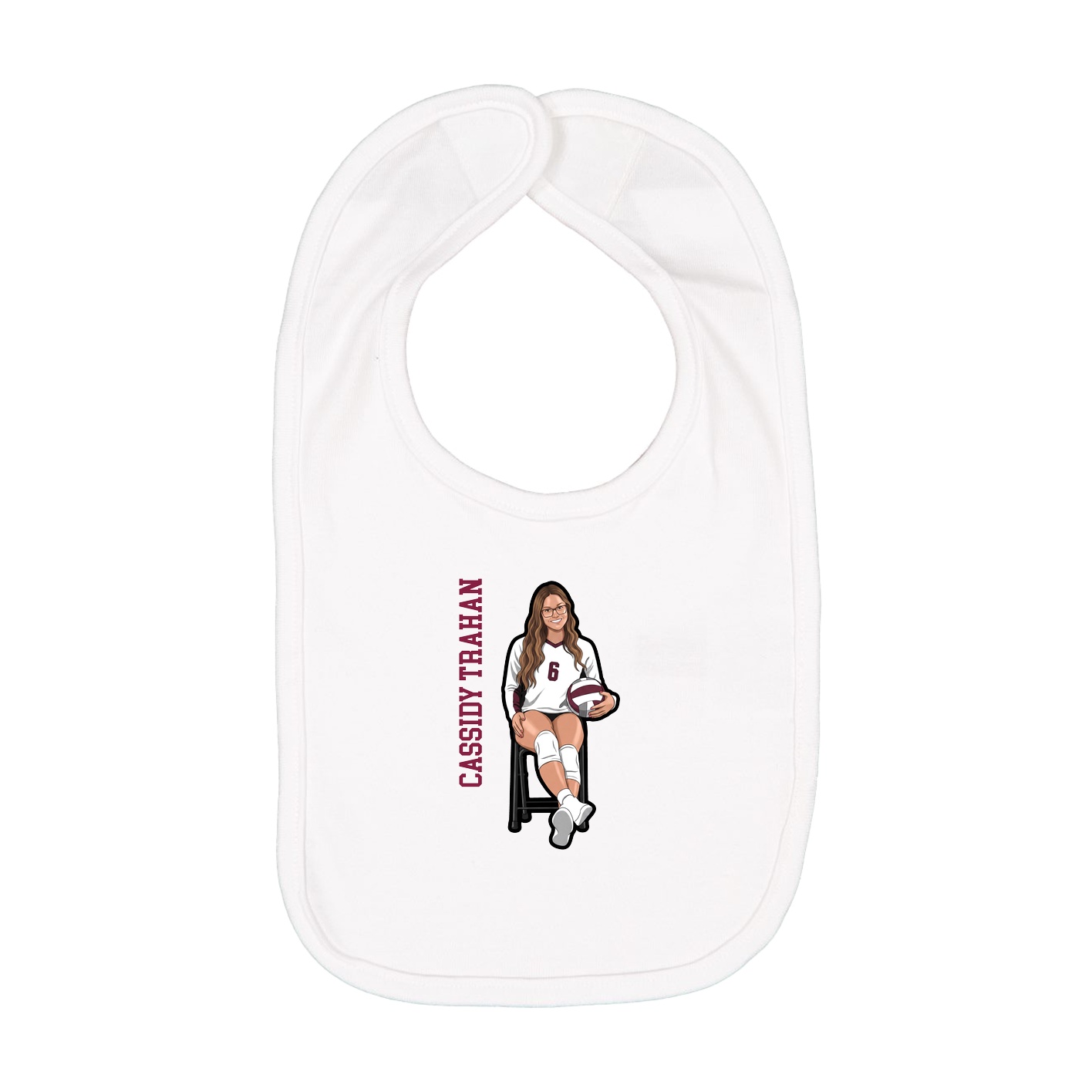Infant Bib — Name Vertical in White