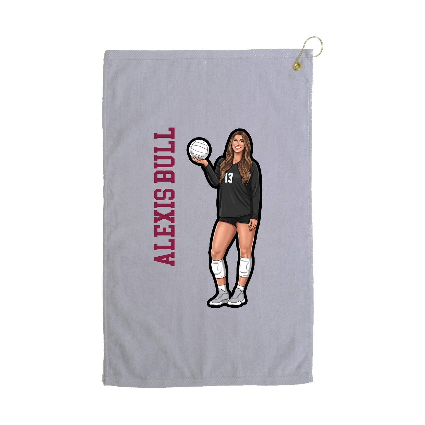Golf Towel — Name Vertical in Grey