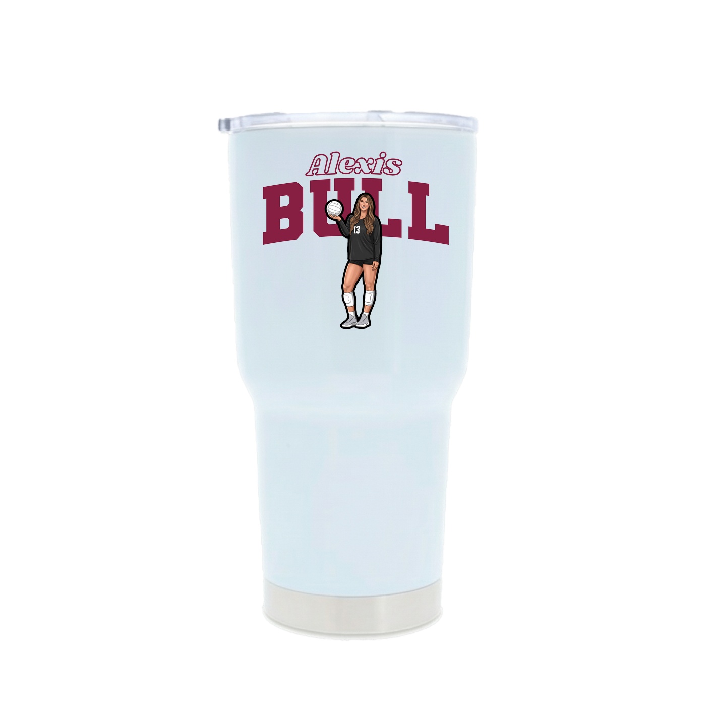 30oz Stainless Steel Tumbler — Name Arch in White