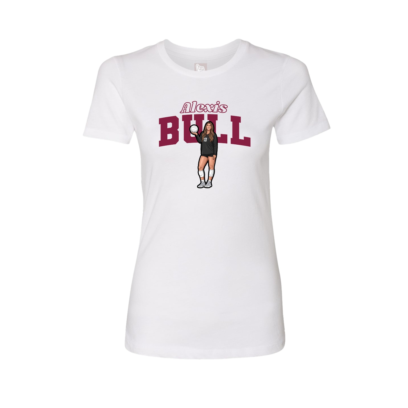 Fitted Women's Tee — Name Arch in White