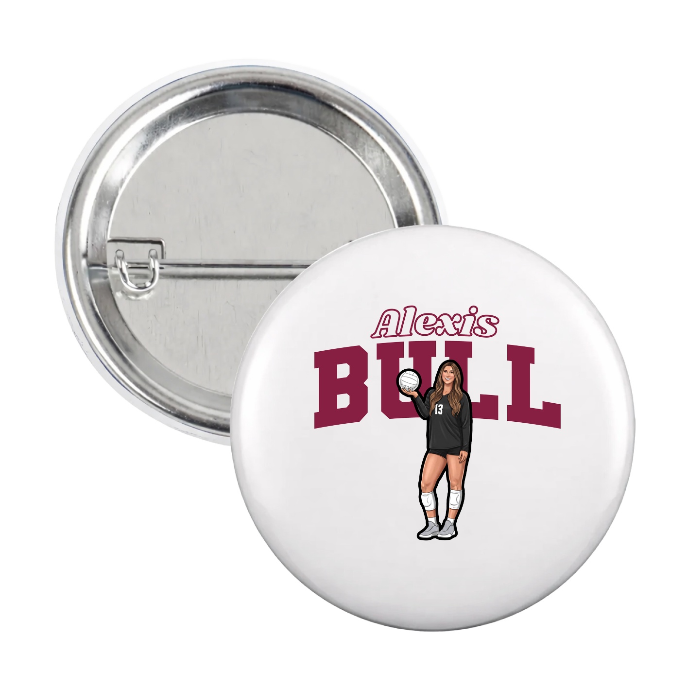 Game Day Button — Name Arch in White