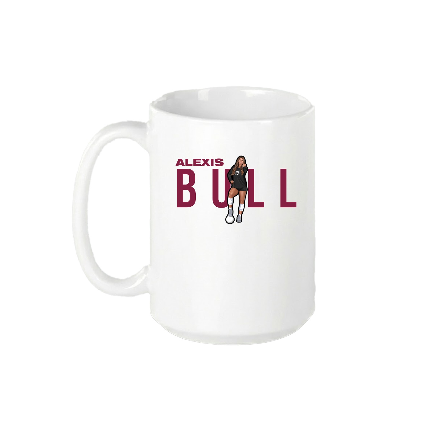 15oz Coffee Mug — Player Name in White