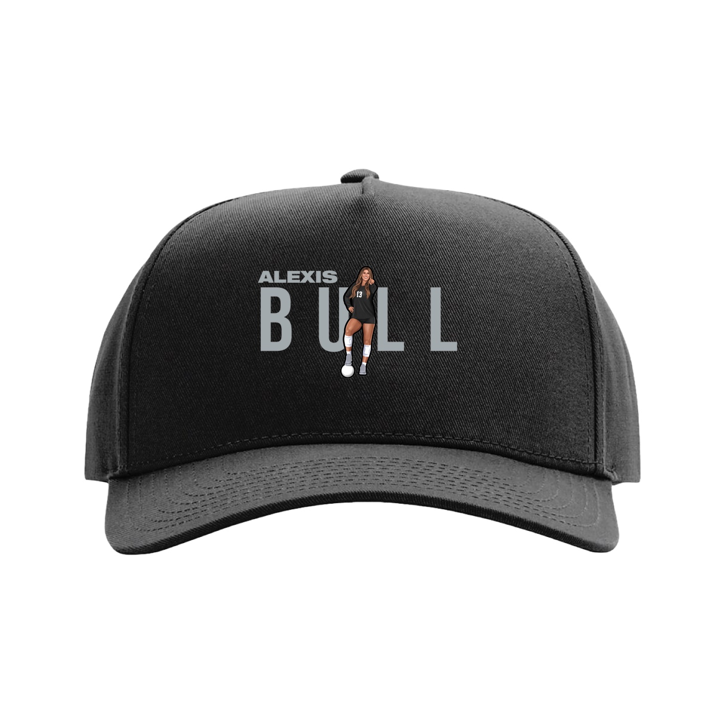 Full Fabric Five-Panel Champ Cap — Player Name in Black