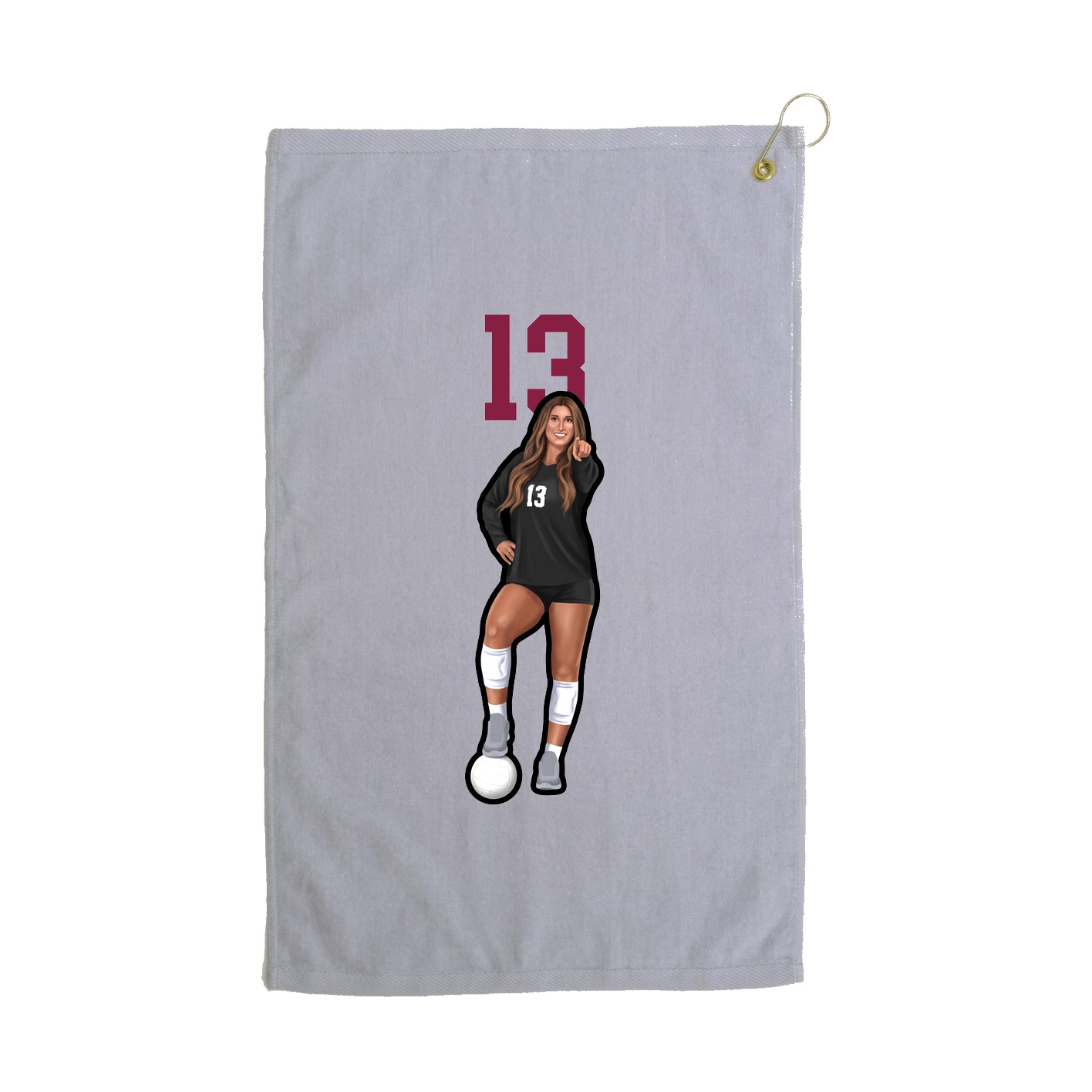 Golf Towel — Number Top in Grey