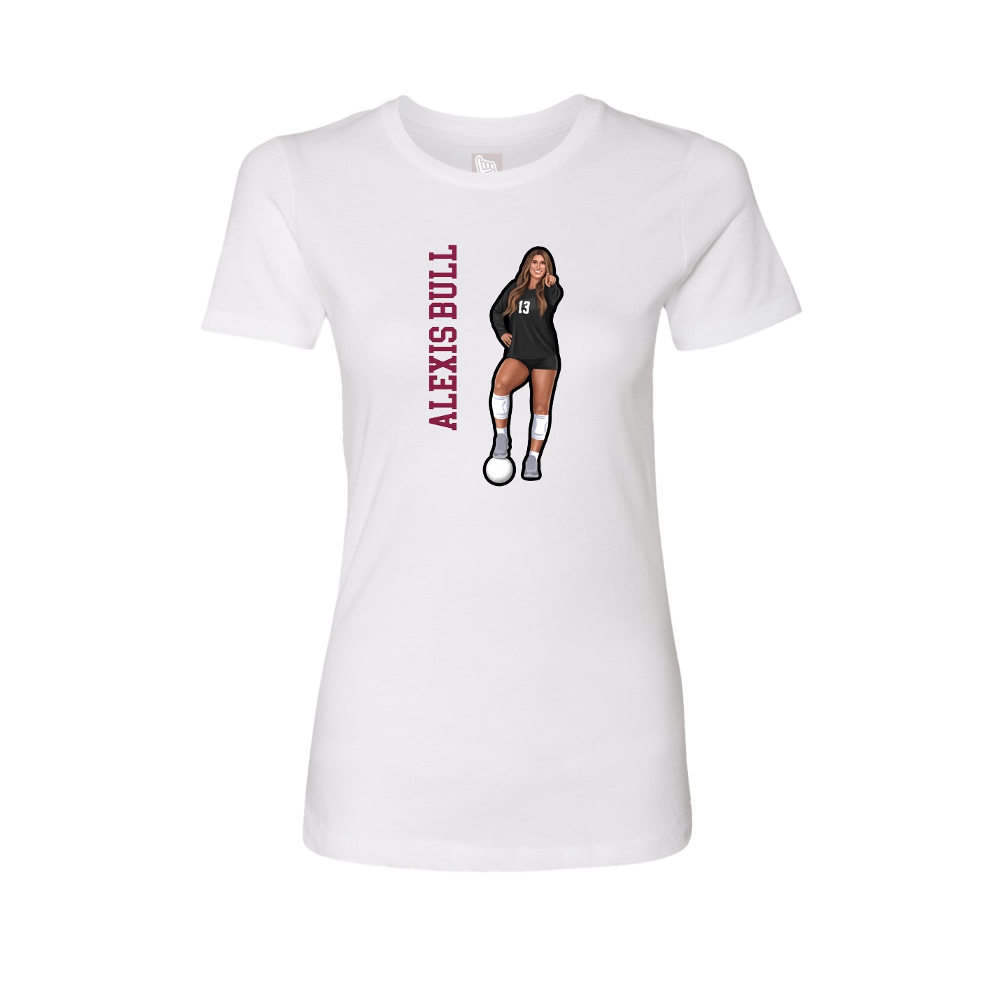 Fitted Women's Tee — Name Vertical in White