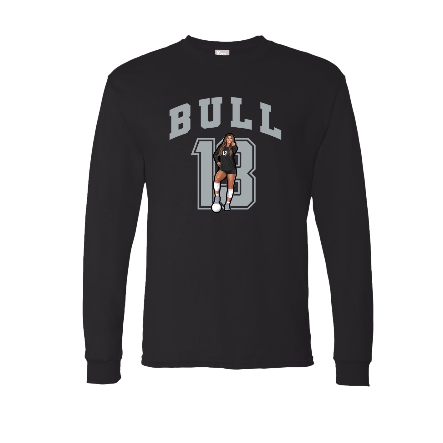 Long Sleeve Tee — Number in Black