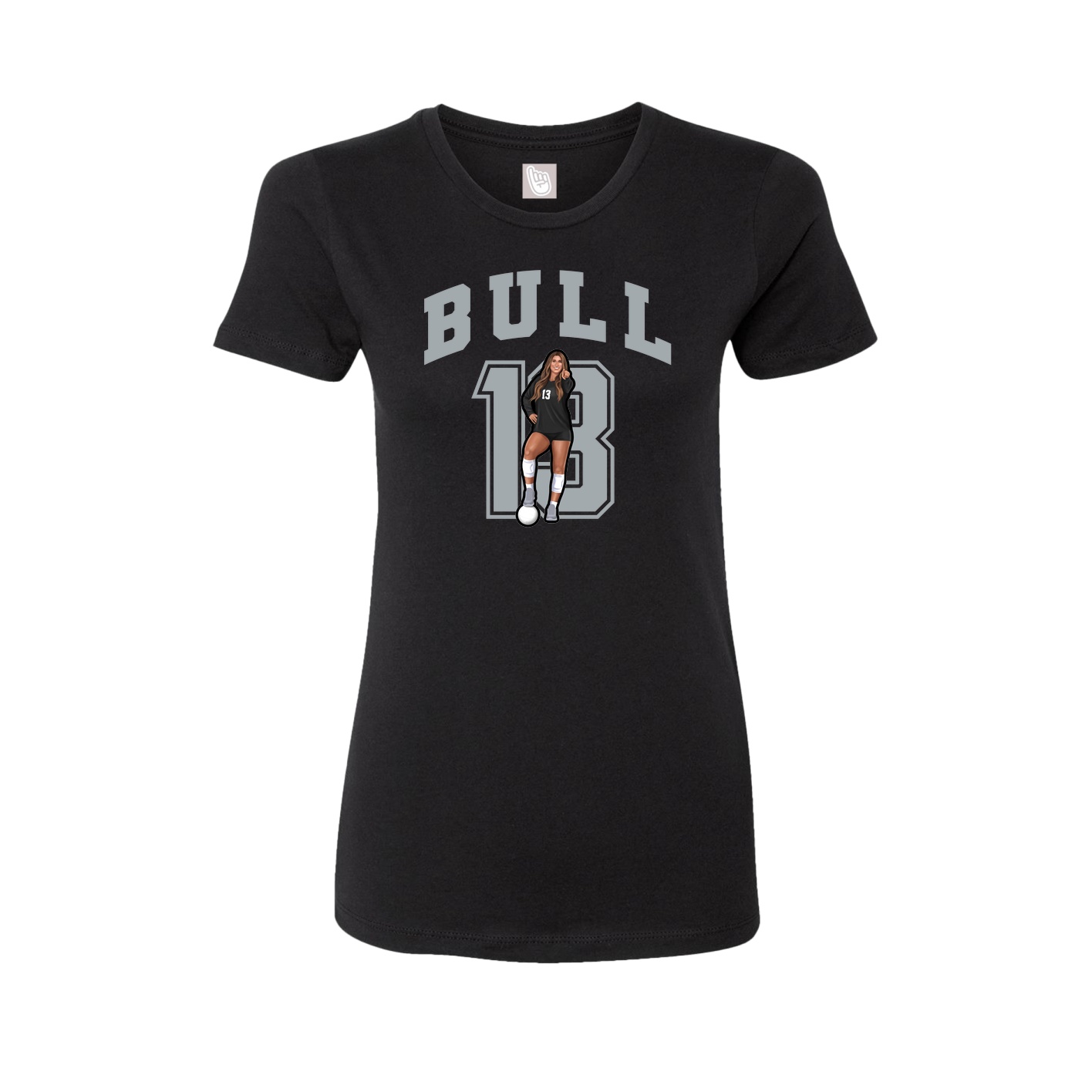 Fitted Women's Tee — Number in Black