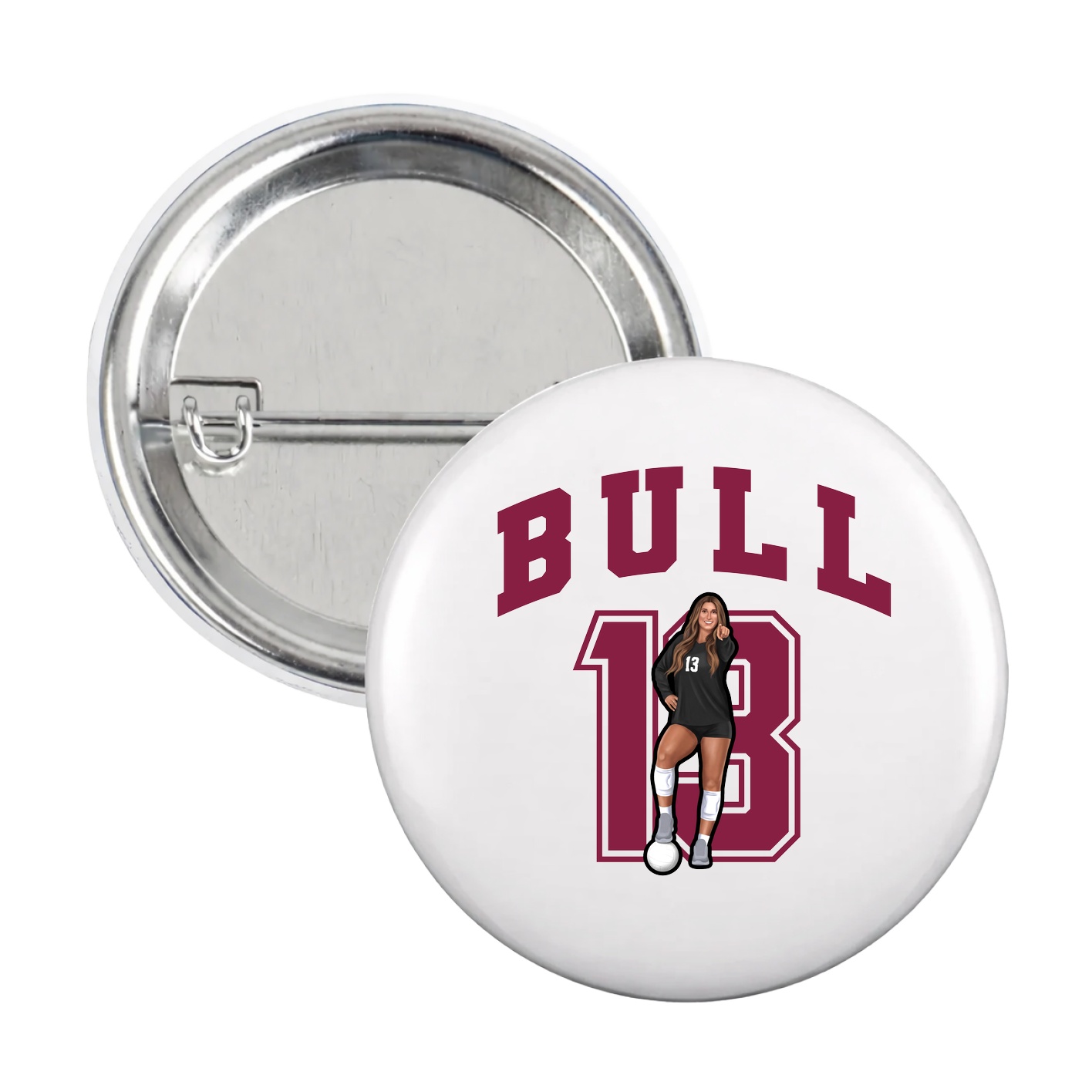 Game Day Button — Number in White