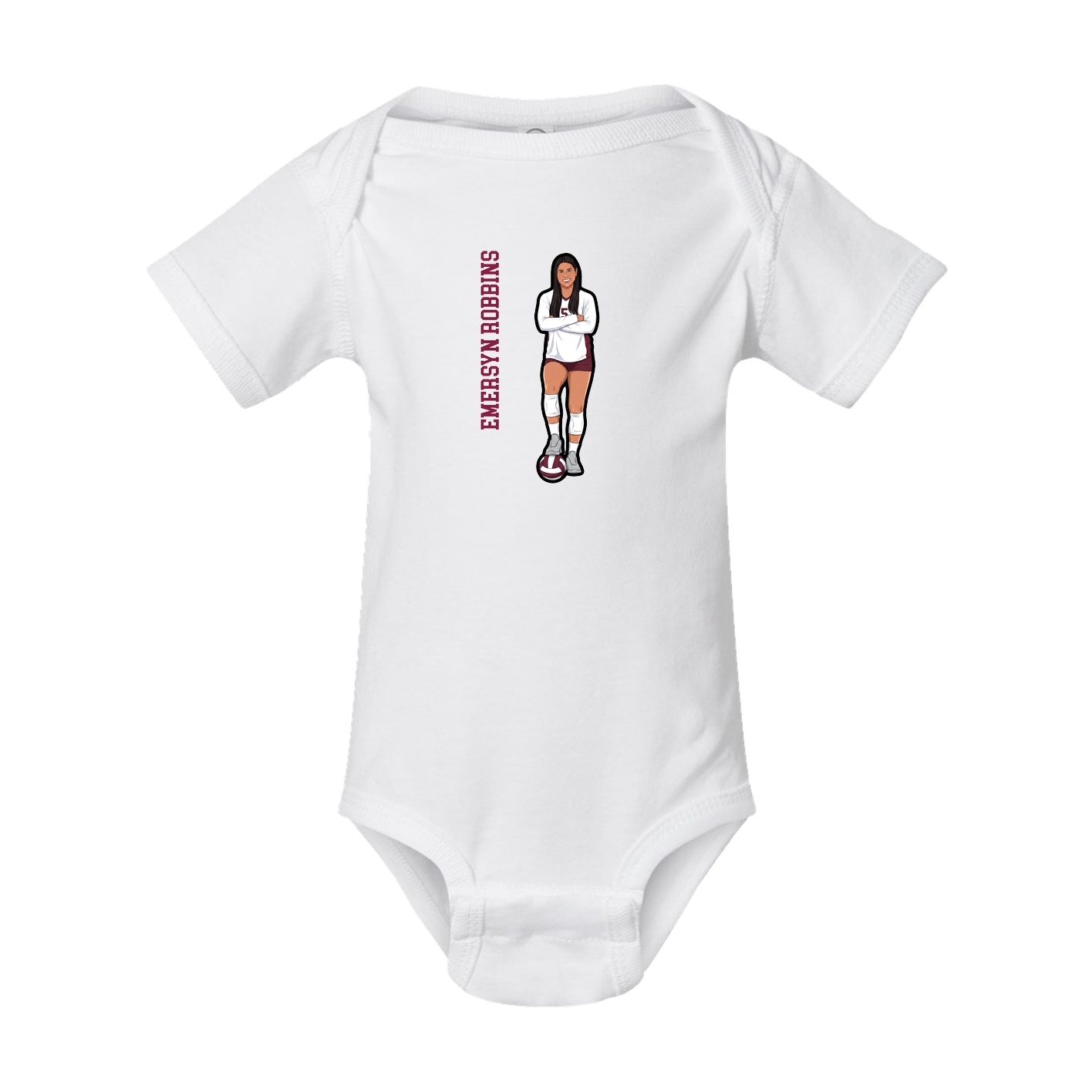 Baby Onesie — Name Vertical in White