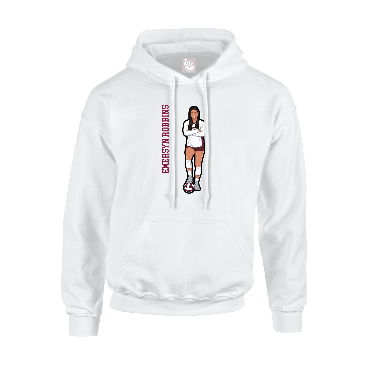 Youth Hoodie — Name Vertical in White