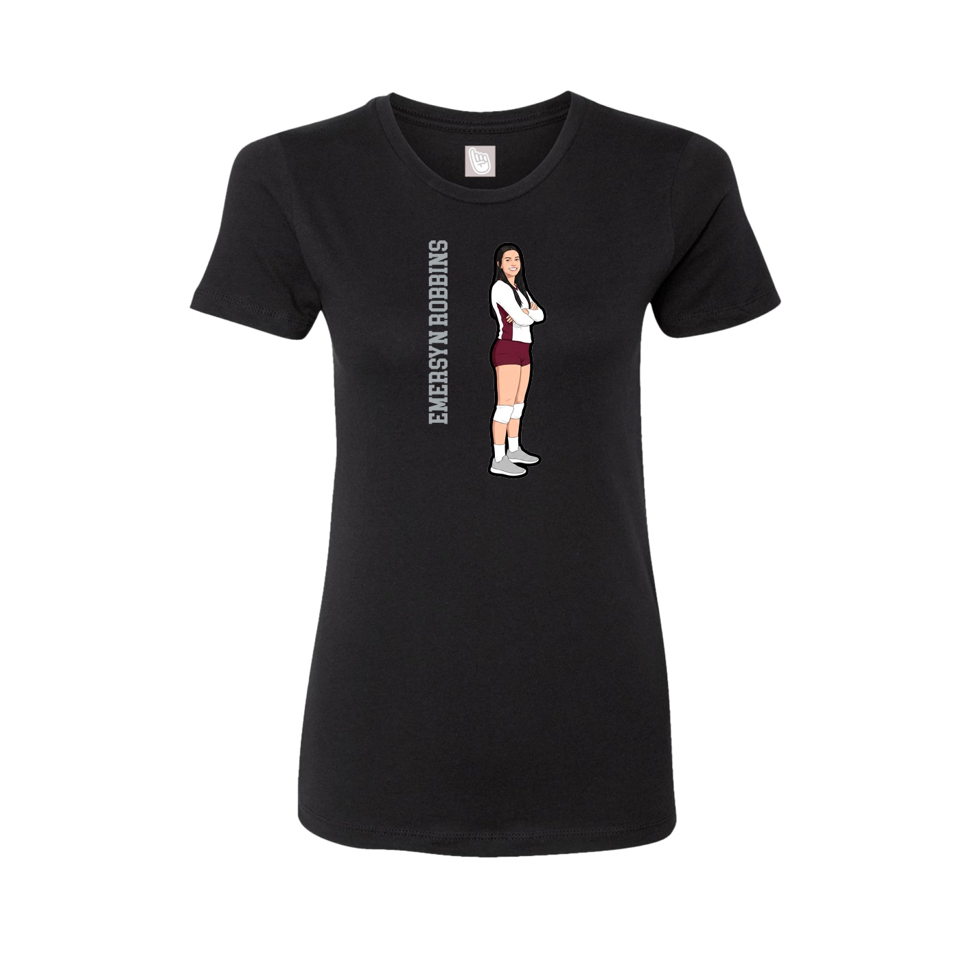 Fitted Women's Tee — Name Vertical in Black
